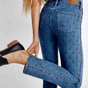 NEW Madewell Slim Straight Jeans: Navy Dot